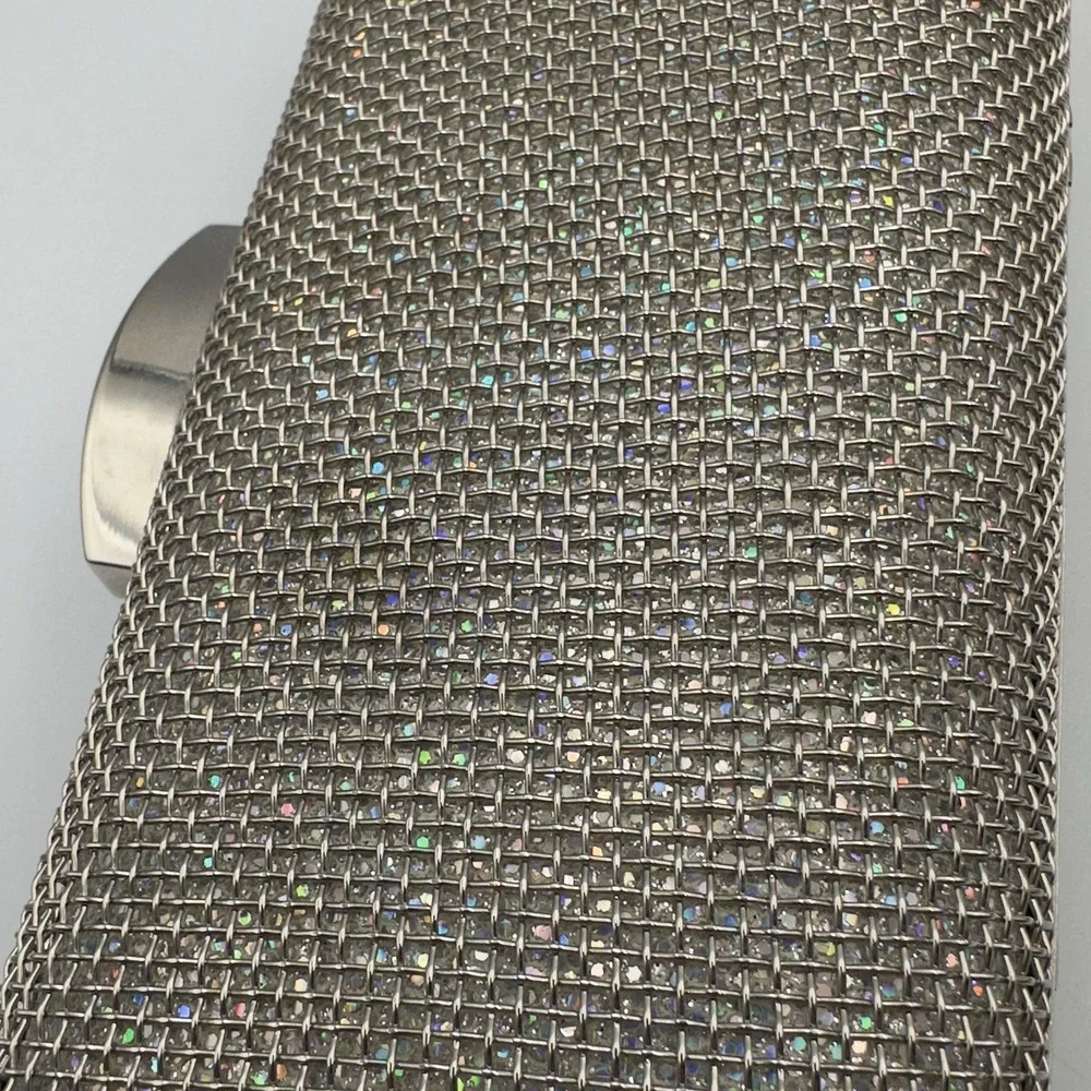 Expressions NYC Silver Sparkly Evening‎ Bag/Clutch Y2K Style Removable Strap